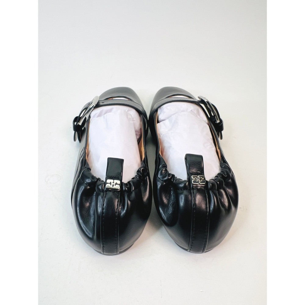 Ganni Black Leather Wide Buckle Ballerina Flats Square Toe S3117 EU 40 / US 9.5 - Picture 6 of 9
